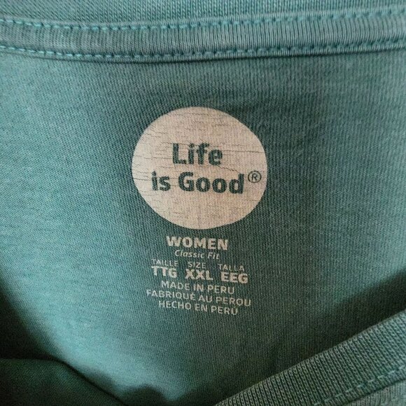 Life Is Good Women's Plus Size XXL T Shirt Half Full Wine Glass‎ Long Sleeve Tee - Picture 6 of 11